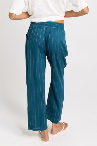 Palm Relax Pants - Teal-White Stripe