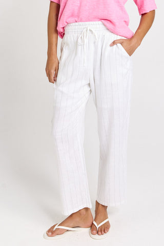 Palm Relax Pants - White-Black Stripe