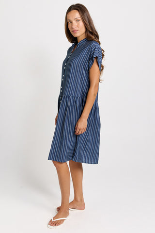 Sandy Dress - Navy Stripe
