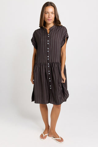 Sandy Dress - Brown Stripe