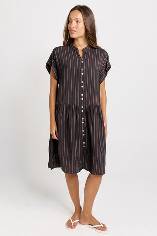 Sandy Dress - Brown Stripe