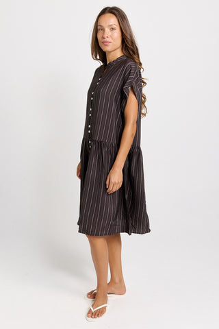Sandy Dress - Brown Stripe