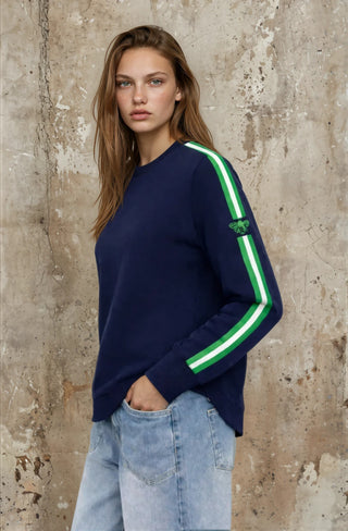Bianca Sweatshirt - Navy With Green
