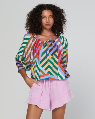 Boom Shankar Lucia Top Licorice Stripe, Front styled view | AAAG