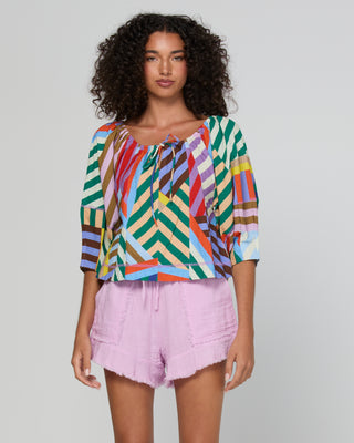 Boom Shankar Lucia Top Licorice Stripe, Front full length | AAAG