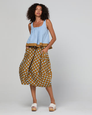 Boom Shankar Guru Skirt Geo Check, Front view | AAAG
