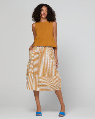 Boom Shankar Guru Skirt Mustard Stripe, Styled view | AAAG