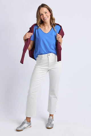 Pima Vee Tee Shirt - Azure Blue