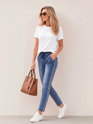 Monaco Brooklyn Denim Jogger Denim Blue, Front view | AAAG