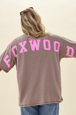 Interval Tee - Brown With Pink Writing