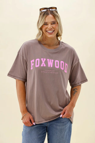 Interval Tee - Brown With Pink Writing