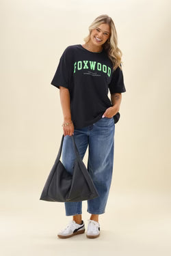 Interval Tee - Washed Black With Green Writing