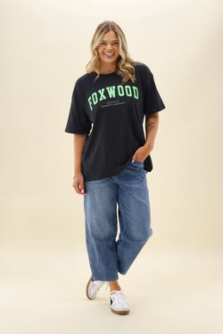 Interval Tee - Washed Black With Green Writing