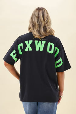 Interval Tee - Washed Black With Green Writing