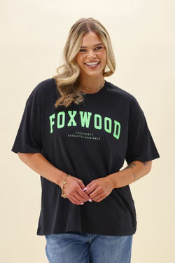 Interval Tee - Washed Black With Green Writing