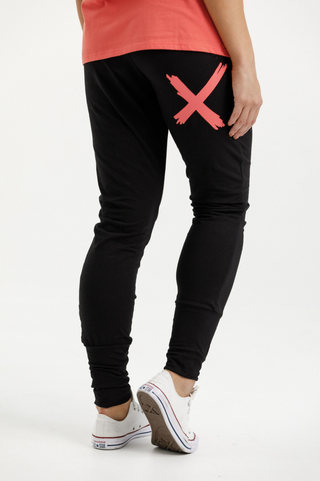 Apartment Pants - Black with Berry Cross