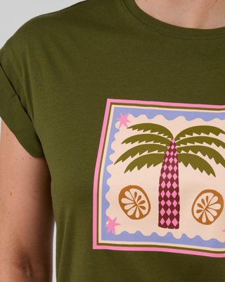Cuff Tee Palm - Khaki