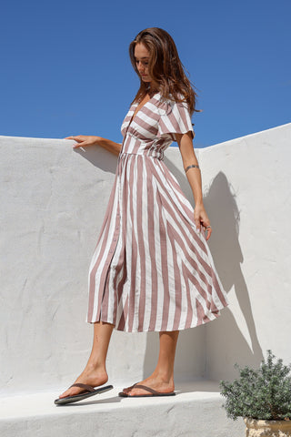 Beatrix Dress - Mocha/White
