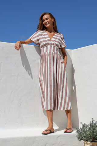 Beatrix Dress - Mocha/White