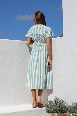 Beatrix Dress - Sage/White