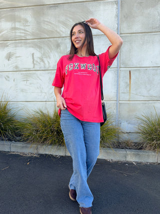 Interval Short Sleeve Tee - Raspberry with Leopard