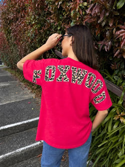 Interval Short Sleeve Tee - Raspberry with Leopard