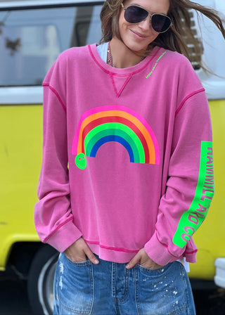 Vintage Rainbow Sweatshirt - Washed Pink