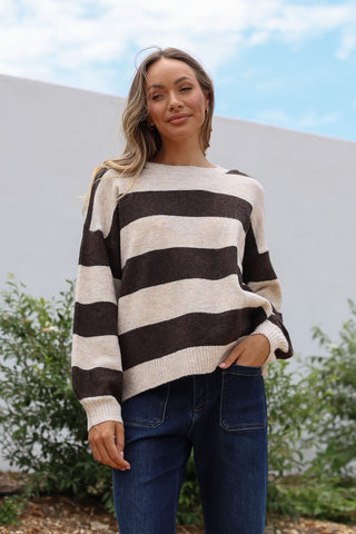 Brady Bunch Stripe Knit - Chocolate/Natural