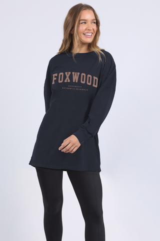 Interval Long Sleeve Tee - Navy With Brown