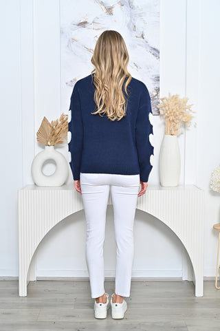 Heart Sleeve Knit - Navy