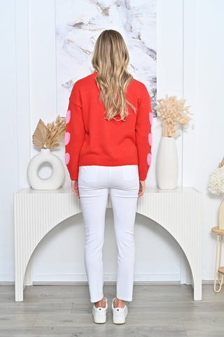 Heart Sleeve Knit - Red