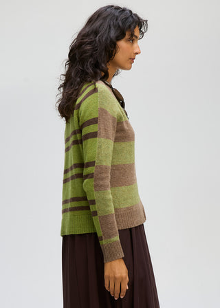 Groove Stripe Cardigan - Cocoa