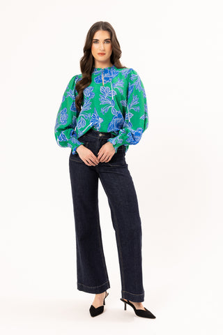 Movement Blouse - Blue Bloom