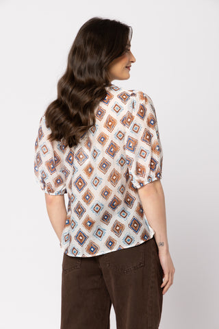 Nina Top - Chocolate/Blue Daisies
