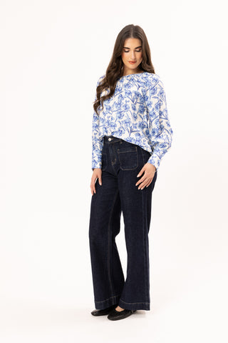 Centred Top - Blue Bloom