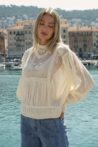 Embroidered Vintage Blouse - Natural