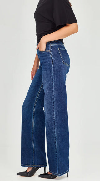 Junk Food Maddie Short Stuff Jeans Dark Blue, Side view | AAAG