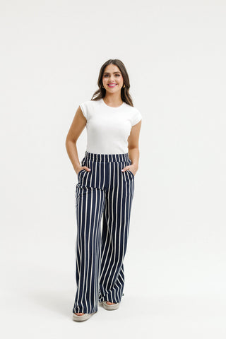 Homelee Margot Pants Sunday Stripes, Full length | AAAG