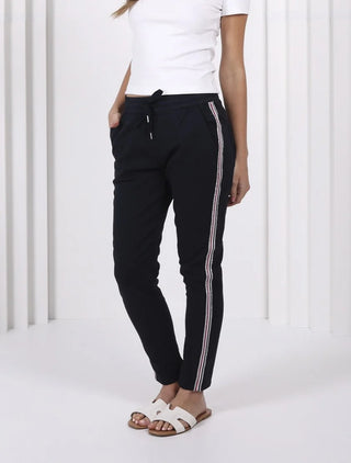Monaco Brooklyn Denim Jogger Navy, Side stripe detail | AAAG