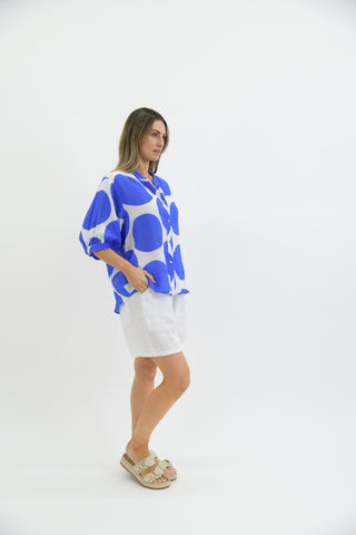 Worthier The Label Coco Linen Shirt Royal Blue - Photo 3 | AAAG