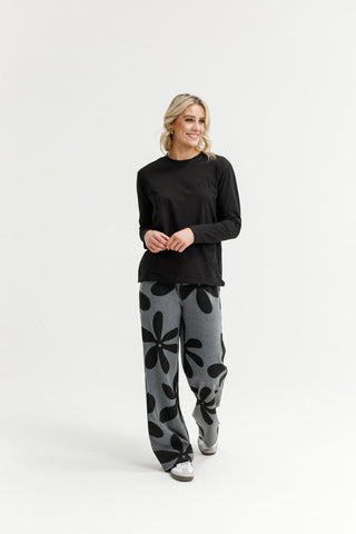 Palazzo Pants - Graphite Daisies