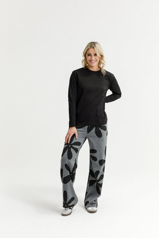 Palazzo Pants - Graphite Daisies