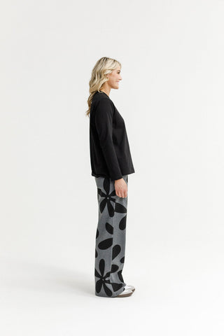 Palazzo Pants - Graphite Daisies