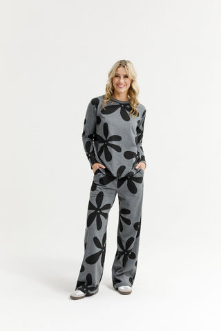 Palazzo Pants - Graphite Daisies