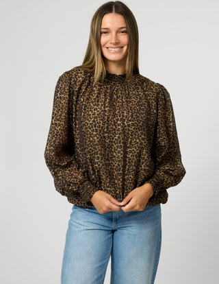 Stella + Gemma Sue Blouse Beige Leopard, Back view | AAAG