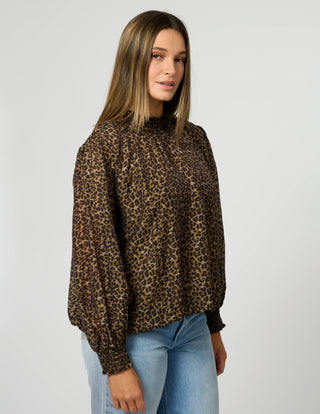 Stella + Gemma Sue Blouse Beige Leopard, Side view | AAAG