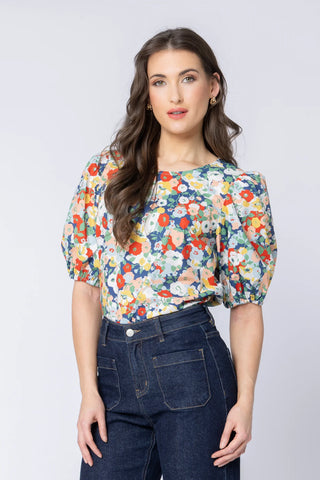 Relaxed Carefree Top - Red Poppy Fields