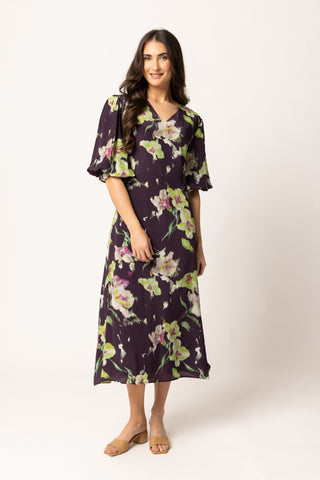 Santorini Dress - Merlot Bloom