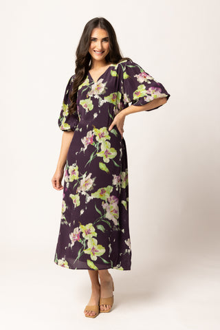 Santorini Dress - Merlot Bloom