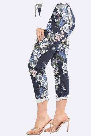 Beau Denver Floral Pants Navy, Side view | AAAG